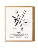 Draughon-Miller Central Texas Regional Airport framed print in natural wood frame