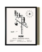 Framed Houma-Terrebonne Airport wall art poster in black frame