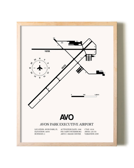 Avon Park Executive Airport framed wall art in white frame