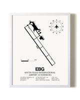 South Texas International Airport At Edinburg airport map poster in oak frame