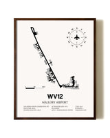 Mallory Airport aviation print in walnut frame