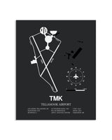 Gray Framed Tillamook Airport layout wall art poster