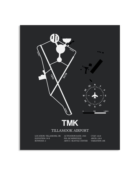 Gray Framed Tillamook Airport layout wall art poster