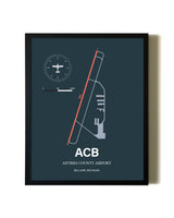 Slate Framed Antrim County Airport wall art poster in black frame