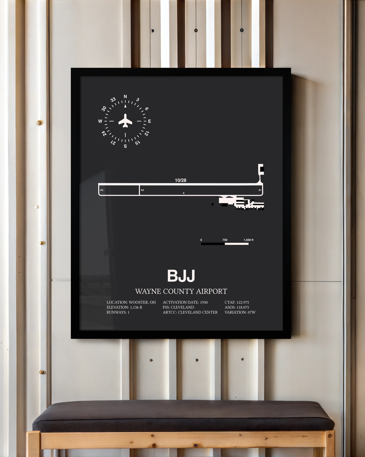 Frame color options for Wayne County Airport Wall Art