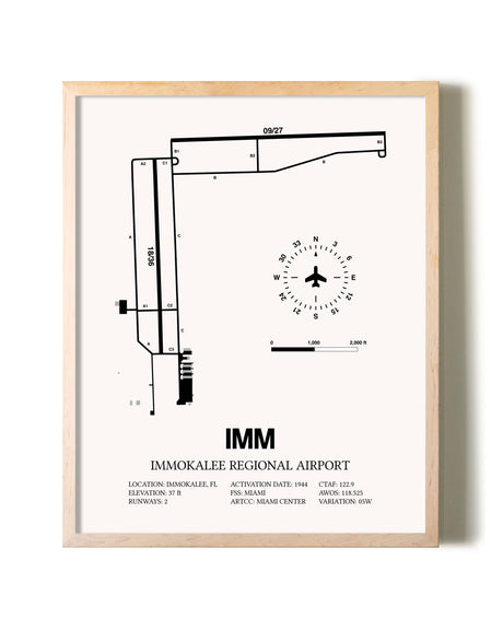Immokalee Regional Airport framed wall art in white frame