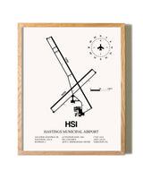 Hastings Municipal Airport framed print in natural wood frame