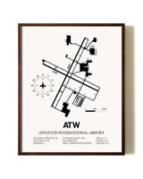Appleton International Airport aviation print in walnut frame