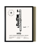 Framed Rajiv Gandhi International Airport wall art poster in black frame