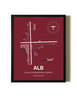 Red Framed Albany International Airport wall art poster in black frame