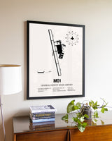 General Dewitt Spain Airport aviation wall décor in black wood frame