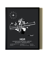 Unframed Hagerstown Regional Airport-Richard A. Henson Field map print poster