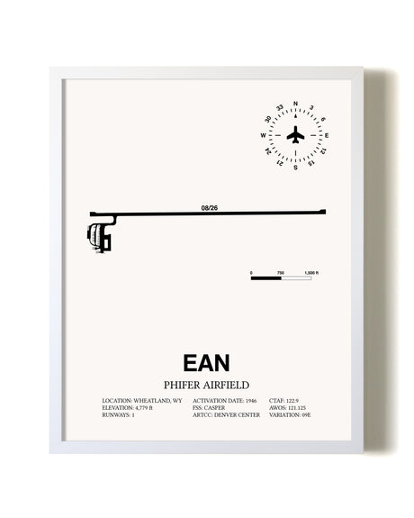 Phifer Airfield airport map poster in oak frame