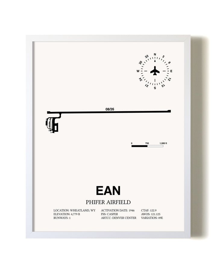 Phifer Airfield airport map poster in oak frame