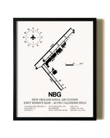 Framed New Orleans Naval Air Station Joint Reserve Base-Alvin Callender Field wall art poster in black frame