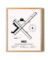 MBS International Airport framed print in natural wood frame