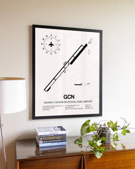 Grand Canyon National Park Airport aviation wall décor in black wood frame