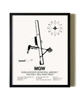 Framed Morgantown Municipal Airport / Walter L. Bill Hart Field wall art poster in black frame