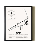 Framed Northeast Alabama Regional Airport wall art poster in black frame