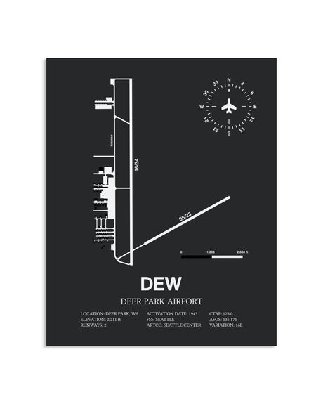 Gray Framed Deer Park Airport layout wall art poster