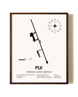 Sherman Army Airfield aviation print in walnut frame