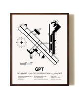 Gulfport-Biloxi International Airport aviation print in walnut frame