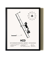 Framed Hutchinson Municipal Airport-Butler Field wall art poster in black frame