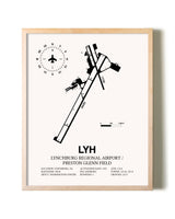 Lynchburg Regional Airport / Preston Glenn Field framed wall art in white frame