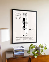 Rajiv Gandhi International Airport aviation wall décor in black wood frame