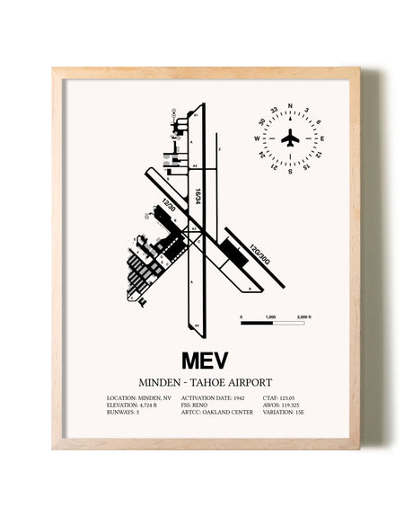 Minden-Tahoe Airport framed wall art in white frame