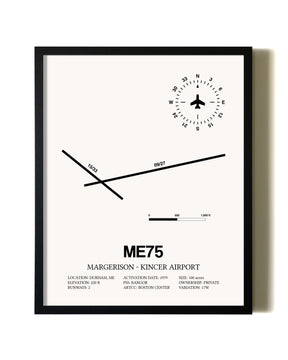 Framed Margerison-Kincer Airport wall art poster in black frame