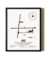 Framed Virgil L. Williams Plainwell Municipal Airport wall art poster in black frame