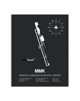 Gray Framed Meriden Markham Municipal Airport layout wall art poster
