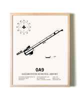 Elizabethton Municipal Airport framed wall art in white frame