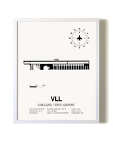 Oakland / Troy Airport airport map poster in oak frame