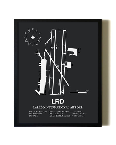Unframed Laredo International Airport map print poster
