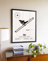Rancho Murieta Airport aviation wall décor in black wood frame