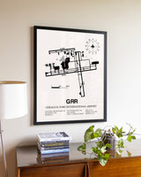 Gerald R. Ford International Airport aviation wall décor in black wood frame