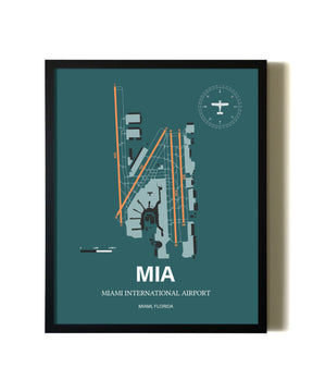 Framed Miami International Airport wall art poster in black frame