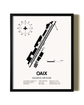 Framed Bagram Air Base wall art poster in black frame