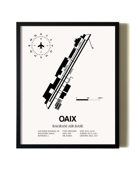 Framed Bagram Air Base wall art poster in black frame
