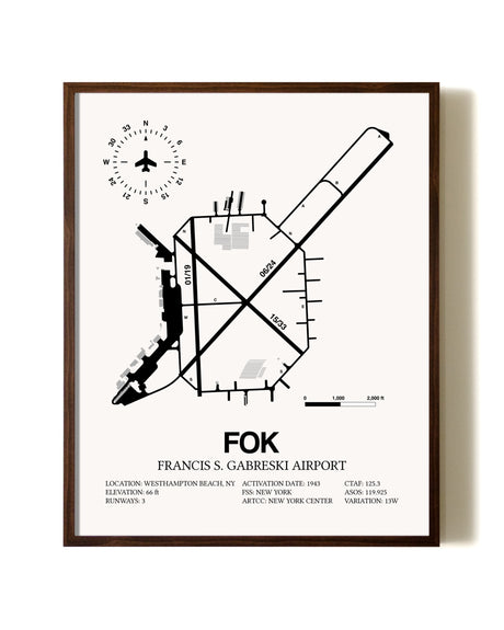Francis S. Gabreski Airport aviation print in walnut frame
