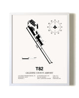 Gillespie County Airport airport map poster in oak frame