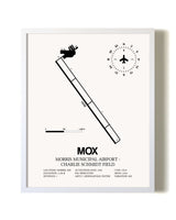 Morris Municipal Airport-Charlie Schmidt Field airport map poster in oak frame