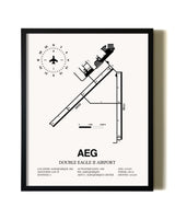 Framed Double Eagle II Airport wall art poster in black frame