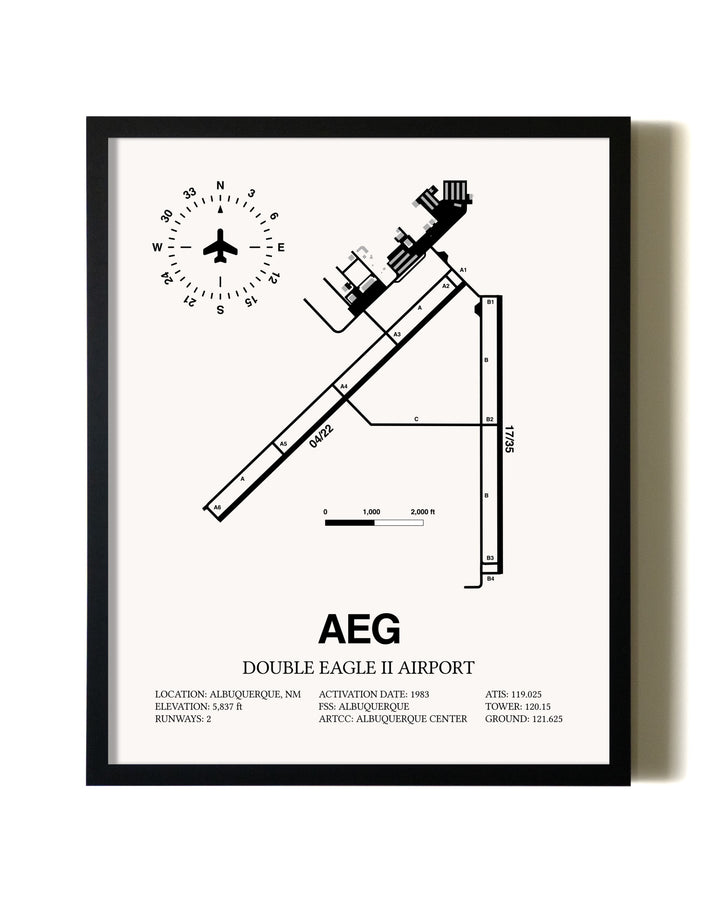 Framed Double Eagle II Airport wall art poster in black frame