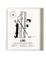 Laredo International Airport airport map poster in oak frame