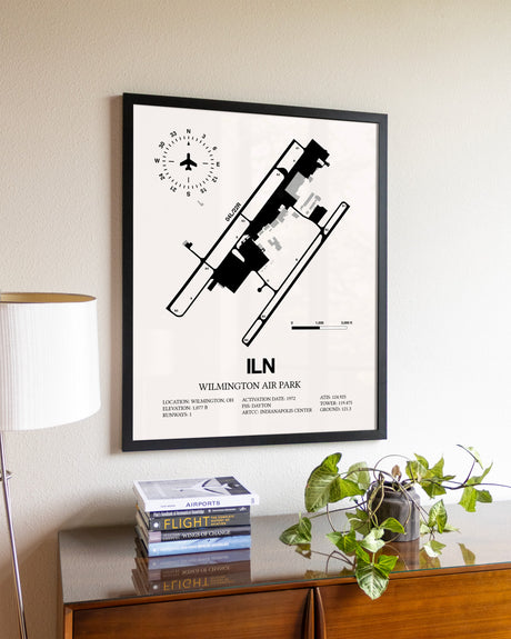 Wilmington Air Park aviation wall décor in black wood frame