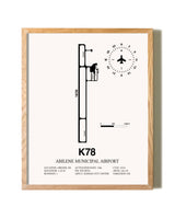 Abilene Municipal Airport framed print in natural wood frame