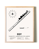 Charlotte-Monroe Executive Airport framed wall art in white frame